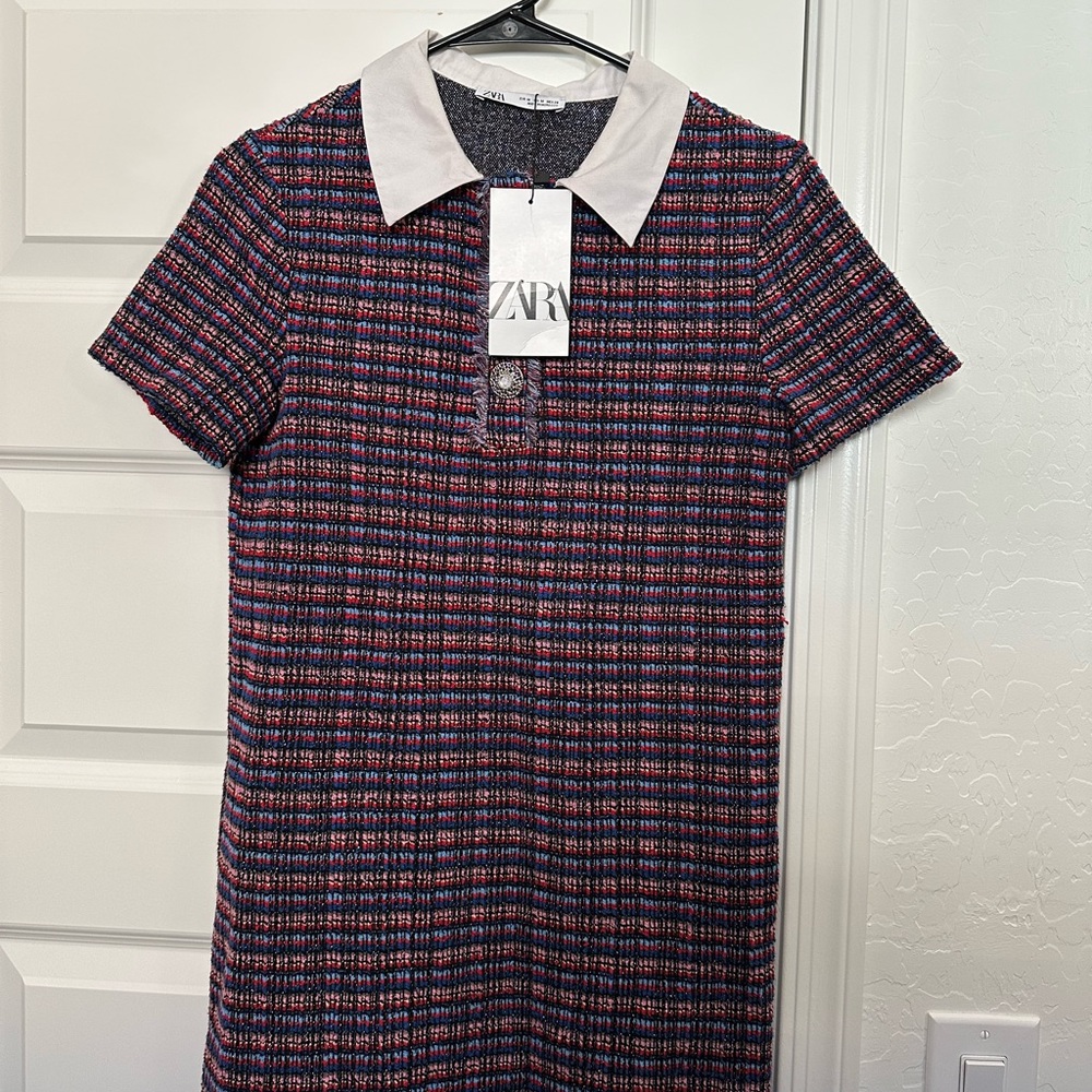 Zara Plaid Dress with White Collar